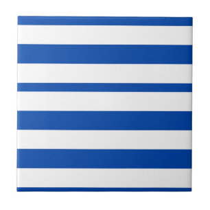 Azulejo Azul e Branco Listrado Quadrado