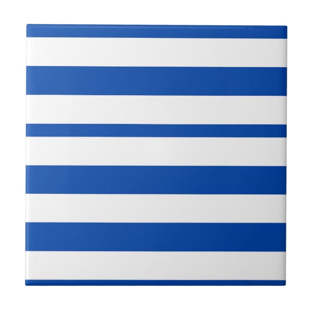 Azulejo Azul e Branco Listrado Quadrado (Frente)