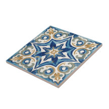 Azulejo azul e mosaico bege vintage em massa