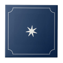 Azulejo azul escuro simples moderno com estrela