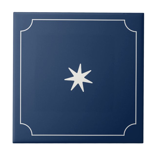 Azulejo azul escuro simples moderno com estrela (Frente)