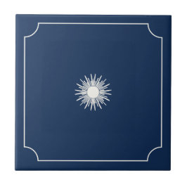 Azulejo azul escuro simples moderno com sol