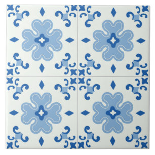 Azulejo Azul Floral Decorativo