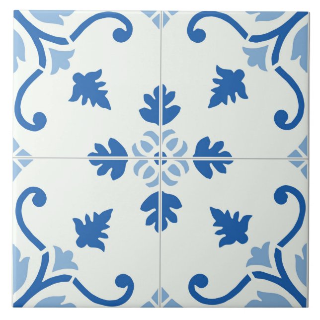 Azulejo Azul Floral Decorativo (Frente)