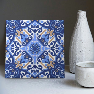 Azulejo Azul Índigo Lisboa Decorativo Português