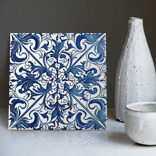 Azulejo Azul Índigo Lisboa Português Decorativo C