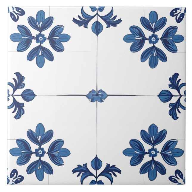 Azulejo Azul Índigo Português Lisboa Decorativo (Frente)