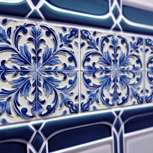 Azulejo Azul Índigo Português Lisboa Decorativo