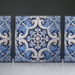 Azulejo Azul Índigo Português Lisboa Decorativo