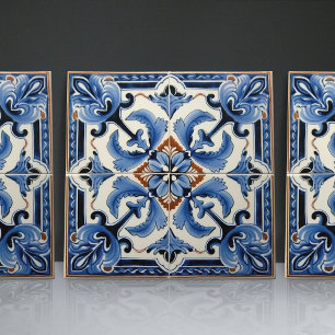 Azulejo Azul Índigo Português Lisboa Decorativo