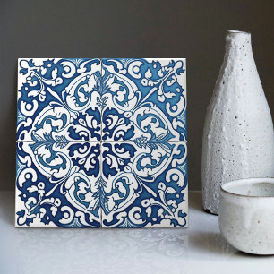 Azulejo Azul Índigo Português Lisboa Decorativo