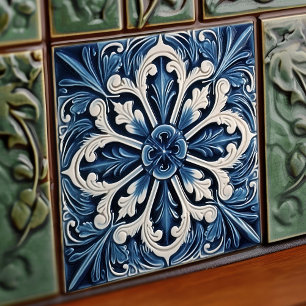 Azulejo Azul Índigo Português Lisboa Decorativo