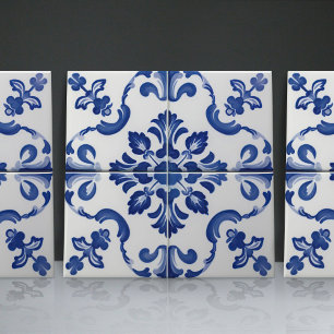 Azulejo Azul Índigo Português Lisboa Decorativo