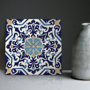 Azulejo Azul Índigo Português Lisboa Decorativo C