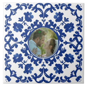 Azulejo Azul Índigo Português Lisboa foto
