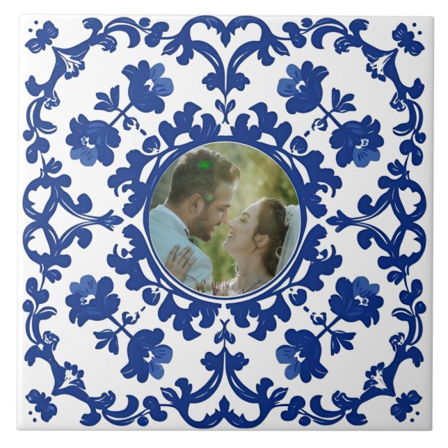 Azulejo Azul Índigo Português Lisboa foto (Frente)