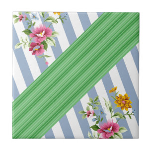 Azulejo Azul Listra Floral
