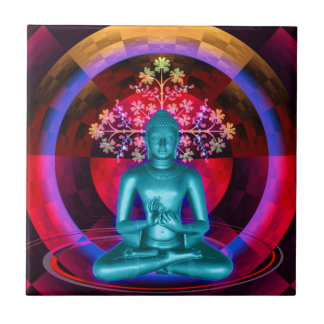 Azulejo azul Meditating de Buddha