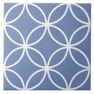 Azulejo azul, padrão de folhas do círculo de repet
