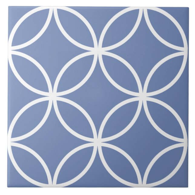 Azulejo azul, padrão de folhas do círculo de repet (Frente)