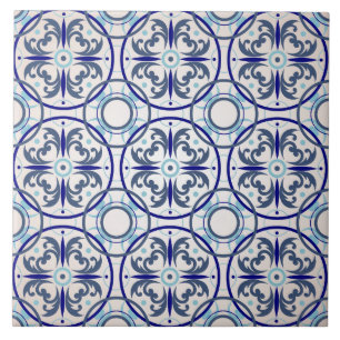 Azulejo azul retro do assoalho do teste padrão do