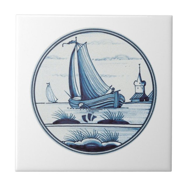 Azulejo azul tradicional holandês (Frente)