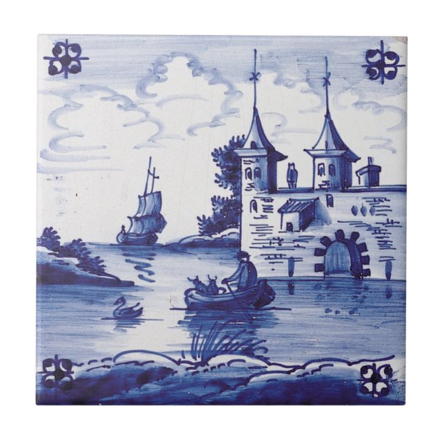 Azulejo azul tradicional holandês (Frente)