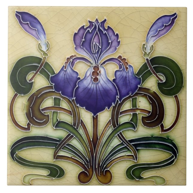 Azulejo Azulejo art nouveau estilo fogo decorativo (Frente)