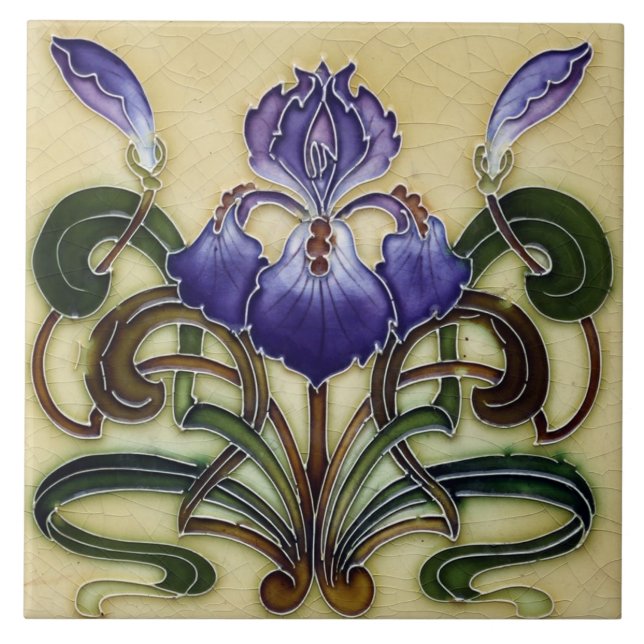 Azulejo Azulejo art nouveau estilo fogo decorativo (Frente)