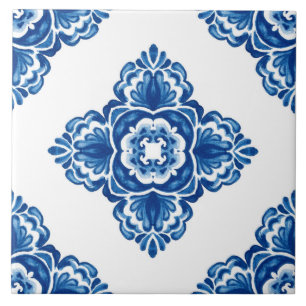 Azulejo Azulejo Azul e Branco Decorativo