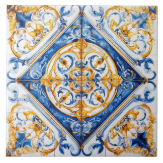 Azulejo Azulejo, Dourado e branco, Talavera