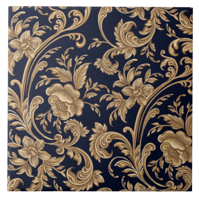 Azulejo - Bege Azul Floral (Frente)