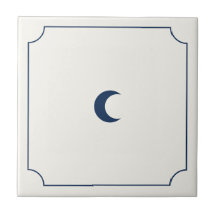 Azulejo bege simples e caprichoso moderno com lua