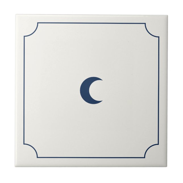 Azulejo bege simples e caprichoso moderno com lua  (Frente)