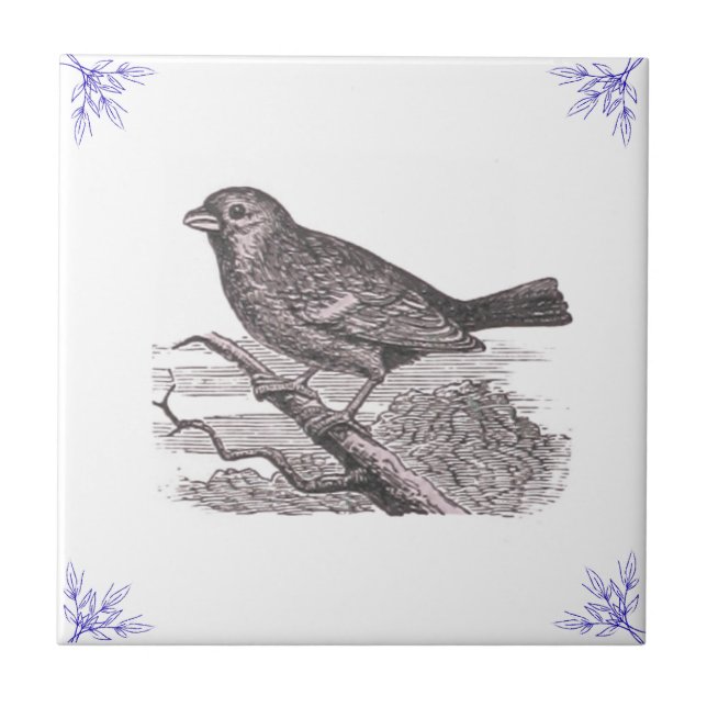 Azulejo Blue Bird e Twigs (Frente)