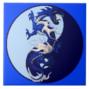 azulejo Blue Dragon Yin Yang
