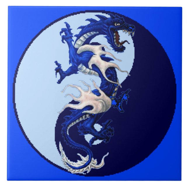 azulejo Blue Dragon Yin Yang (Frente)