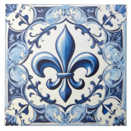 Azulejo Blue Fleur de Lis - Azulejo cerâmico com b