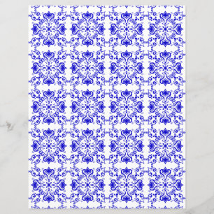 Azulejo Blue White Pattern A01 Scrapbook Paper