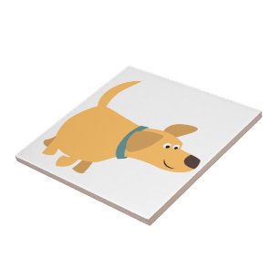 Azulejo bonito de Labrador do amarelo dos desenhos