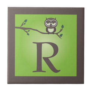 Azulejo bonito verde de Trivet do monograma da