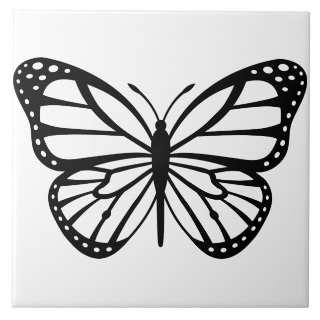 Azulejo - Borboleta Preta e Branca (Frente)