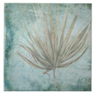 Azulejo Botânico Envelhecido - Aqua e Osso V1