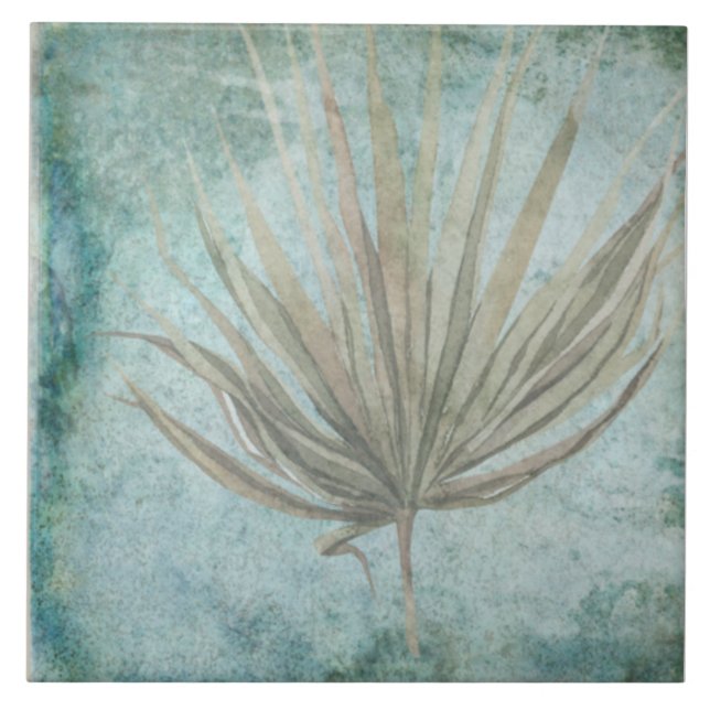 Azulejo Botânico Envelhecido - Aqua e Osso V1 (Frente)