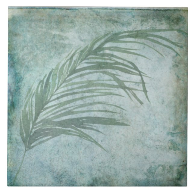 Azulejo Botânico Envelhecido - Aqua e Osso V3 (Frente)