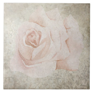 Azulejo Botânico Envelhecido - Aqua e Osso V7