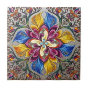 Azulejo Botânico Flora Encantada Esmeralda Dourado