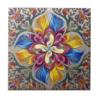 Azulejo Botânico Flora Encantada Esmeralda Dourado