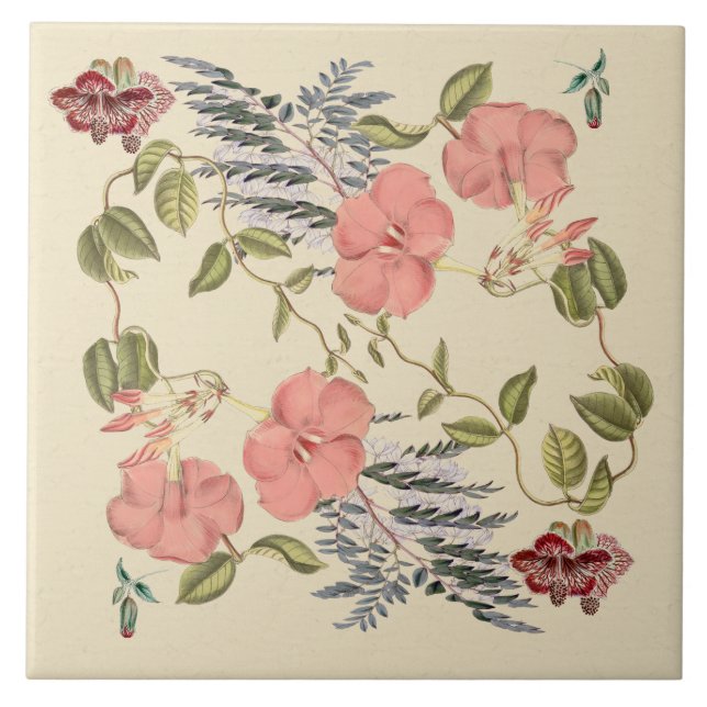 Azulejo botânico floral tropical 6x6 (Frente)