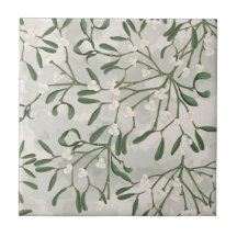 Azulejo Botânico Verde de Musgo Natal Cozinha 